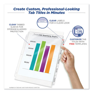 Avery® Print and Apply Index Maker Clear Label Sheet Protector Dividers with White Tabs, 8-Tab, 11 x 8.5, Clear, 1 Set (AVE75501)