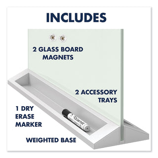 Quartet® Desktop Magnetic Glass Dry-Erase Panel, 23" x 17", White (QRTGDP1723W)