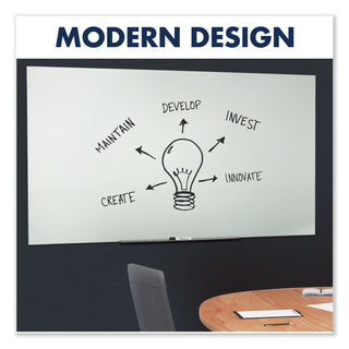Quartet® InvisaMount Magnetic Glass Marker Board, Frameless, 85" x 48", White Surface (QRTG8548IMW)