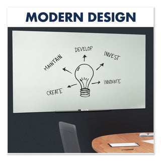 Quartet® InvisaMount Magnetic Glass Marker Board, Frameless, 50" x 28", White Surface (QRTG5028IMW)