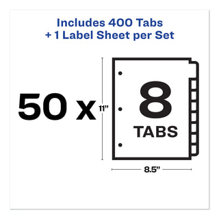 Avery® Print and Apply Index Maker Clear Label Dividers, 8 White Tabs, Letter, 50 Sets (AVE11557)