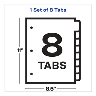 Avery® Print and Apply Index Maker Clear Label Plastic Dividers with Printable Label Strip, 8-Tab, 11 x 8.5, Translucent, 1 Set (AVE11450)