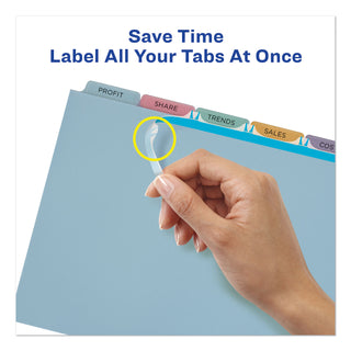 Avery® Print and Apply Index Maker Clear Label Plastic Dividers with Printable Label Strip, 5-Tab, 11 x 8.5, Translucent, 5 Sets (AVE12452)