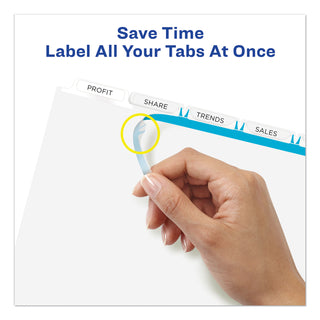 Avery® Print and Apply Index Maker Clear Label Dividers, 5 White Tabs, Letter, 5 Sets (AVE11436)