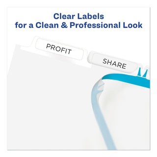 Avery® Print and Apply Index Maker Clear Label Plastic Dividers with Printable Label Strip, 5-Tab, 11 x 8.5, Translucent, 5 Sets (AVE12449)