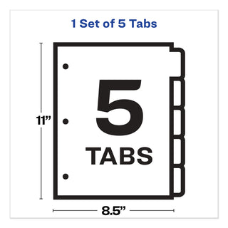 Avery® Print and Apply Index Maker Clear Label Plastic Dividers with Printable Label Strip, 5-Tab, 11 x 8.5, Translucent, 1 Set (AVE11452)