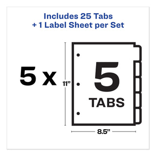 Avery® Print and Apply Index Maker Clear Label Dividers, 5 White Tabs, Letter, 5 Sets (AVE11436)