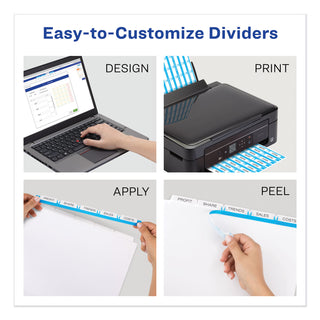 Avery® Print and Apply Index Maker Clear Label Dividers, 5 White Tabs, Letter, 5 Sets (AVE11436)