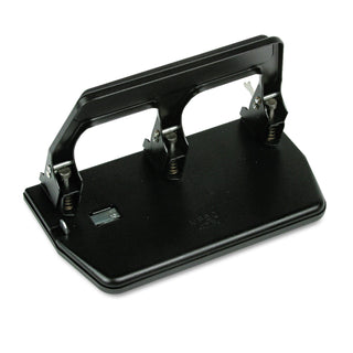 Master Lock® 40-Sheet Heavy-Duty Three-Hole Punch, 9/32" Holes, Gel Pad Handle, Black (MATMP50)