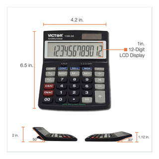 Victor® 1180-3A Black 12-Digit Calculator, Cost/Sell/Margin (VCT1180-3A)