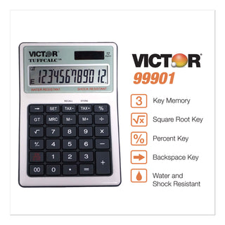 Victor® TUFFCALC Desktop Calculator, 12-Digit LCD (VCT99901)
