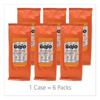 GOJO® FAST TOWELS Hand Cleaning Towels, 2-Ply, 7.75 x 11, Fresh Citrus, Blue, 60/Pack, 6 Packs/Carton (GOJ628506)