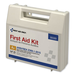 First Aid Only™ ANSI 2015 Compliant Class A+ Type I and II First Aid Kit for 25 People, 141 Pieces, Plastic Case (FAO90589)