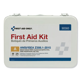 First Aid Only™ ANSI Class A 25 Person Bulk First Aid Kit for 25 People, 89 Pieces, Metal Case (FAO90560)