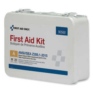 First Aid Only™ ANSI Class A 25 Person Bulk First Aid Kit for 25 People, 89 Pieces, Metal Case (FAO90560)