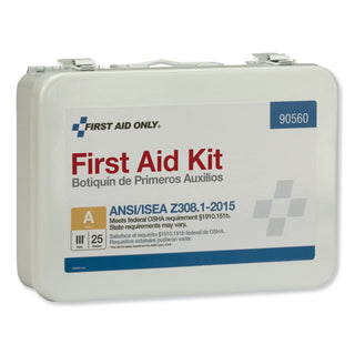 First Aid Only™ ANSI Class A 25 Person Bulk First Aid Kit for 25 People, 89 Pieces, Metal Case (FAO90560)