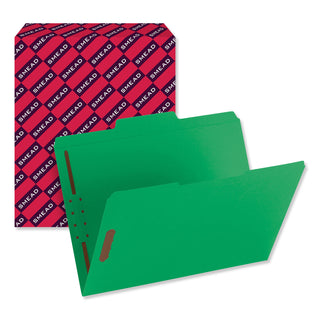 Smead™ Top Tab Colored 2-Fastener Folders, 1/3-Cut Tabs, Letter Size, Green, 50/Box (SMD12140)