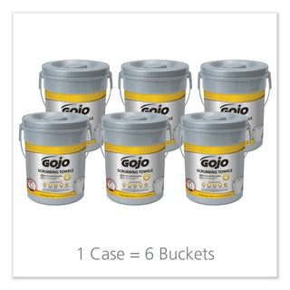 GOJO® Scrubbing Towels, Hand Cleaning, Silver/Yellow, 10 1/2 x 12, 72/Bucket, 6/Carton (GOJ639606)