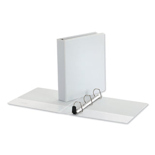 Universal® Deluxe Easy-to-Open D-Ring View Binder, 3 Rings, 1.5" Capacity, 11 x 8.5, White (UNV30722)