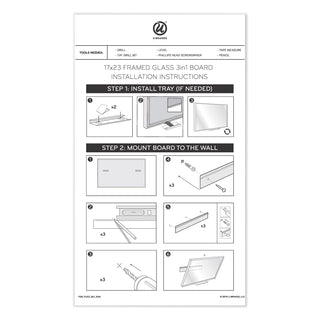 U Brands 3N1 Magnetic Glass Dry Erase Combo Board, 24 x 18, Month View, White Surface and Frame (UBR3196U0001)