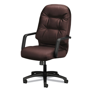 HON® Pillow-Soft 2090 Series Executive High-Back Swivel/Tilt Chair, Supports up to 300 lbs., Burgundy Seat/Back, Black Base (HON2091SR69T)
