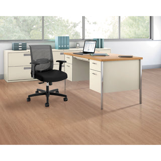 HON® 34000 Series Double Pedestal Desk, 60w x 30d x 29.5h, Harvest/Putty (HON34962CL)