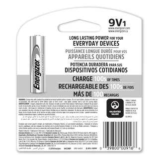 Energizer® NiMH Rechargeable 9V Batteries (EVENH22NBP)