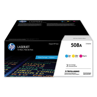 HP 508A, (CF360AM) 3-Pack Cyan/Magenta/Yellow Original LaserJet Toner Cartridges (HEWCF360AM)