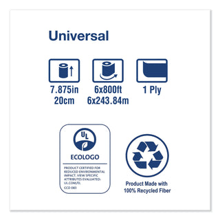 Tork® Universal Hardwound Roll Towel, 7.88" x 800 ft, Natural, 6/Carton (SCARK800E)