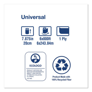 Tork® Universal Hand Towel Roll, 7.88" x 800 ft, White, 6 Rolls/Carton (RB8002)