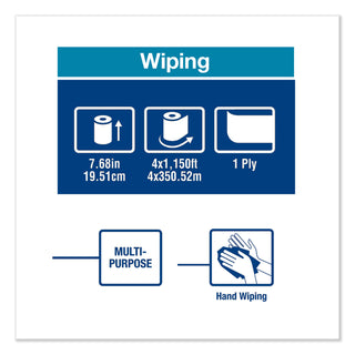 Tork® Basic Paper Wiper Roll Towel, 7.68" x 1150 ft, White, 4 Rolls/Carton (TRK291370)