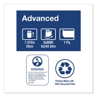 Tork® Advanced Hardwound Roll Towel, 7.88" x 800 ft, White, 6 Rolls/Carton (SCARB800)