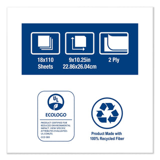 Tork® Multipurpose Paper Wiper, 9 x 10.25, White, 110/Box, 18 Boxes/Carton (SCA192125A)