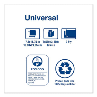 Tork® Centerfeed Hand Towel, 2-Ply, 7.6 x 11.75, White, 530/Roll, 6 Roll/Carton (SCARC530)