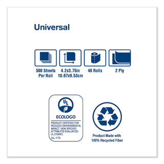 Tork® Universal Bath Tissue, Septic Safe, 2-Ply, White, 500 Sheets/Roll, 48 Rolls/Carton (SCATM1601A)
