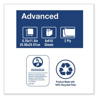 Tork® Advanced Centerfeed Hand Towel, 2-Ply, 8.25 x 11.8, White, 610/Roll, 6/Carton (TRK121202)