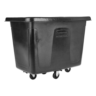Rubbermaid® Commercial Metal Frame Cube Truck, Rectangular, Polyethylene, 400lb Cap, 12 cu. ft., Black (RCP461200BLA)