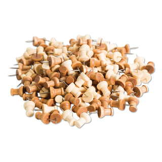 U Brands Fashion Push Pins, Wood, Assorted, 3/8", 100/Pack (UBR3085U0624)