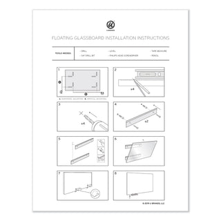 U Brands Floating Glass Dry Erase Board, 72 x 36, White (UBR3978U0001)