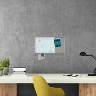 U Brands 3N1 Magnetic Glass Dry Erase Combo Board, 24 x 18, Month View, White Surface and Frame (UBR3196U0001)