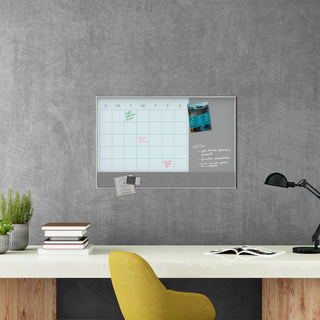U Brands 3N1 Magnetic Glass Dry Erase Combo Board, 36 x 24, Month View, White Surface and Frame (UBR3197U0001)