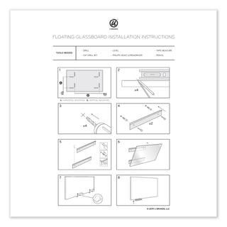 U Brands Floating Glass Dry Erase Board, 36 x 24, White (UBR3975U0001)