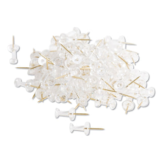 U Brands Standard Push Pins, Plastic, Clear, Gold Pin, 7/16", 100/Pack (UBR3087U0624)