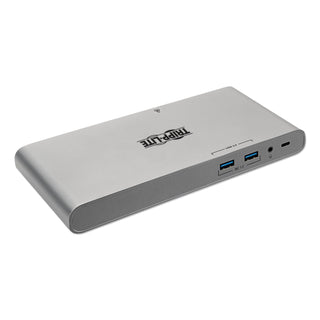 Tripp Lite USB Type-C Docking Station, 3.5mm/Displayport/HDMI/RJ45/Thunderbolt 3/USB A/USB C/VGA, Silver (TRPU442DOCK4S)