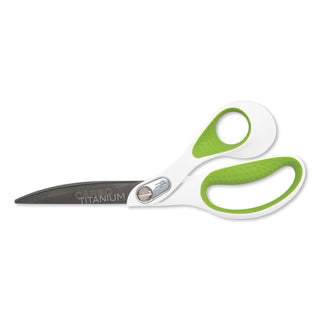 Westcott® CarboTitanium Bonded Scissors, 9" Long, 4.5" Cut Length, White/Green Bent Handle (ACM16445)