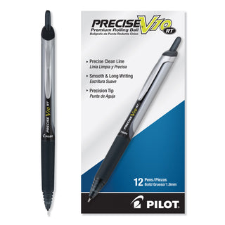 Pilot® Precise V10RT Retractable Roller Ball Pen, Bold 1 mm, Black Ink/Barrel, Dozen (PIL13450)
