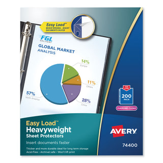 Avery® Top-Load Poly Sheet Protectors, Heavy, Letter, Diamond Clear, 200/Box (AVEPV119200)