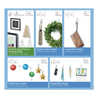 Command™ Clear Hooks and Strips, Plastic, Asst, 16 Picture Strips/15 Hooks/22 Strips/PK (MMM17232ES)