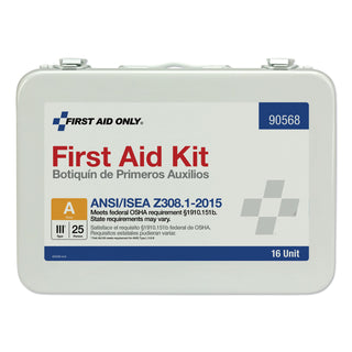 First Aid Only™ Unitized ANSI Compliant Class A Type III First Aid Kit for 25 People, 84 Pieces, Metal Case (ACM90568)