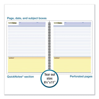 Cambridge® Wirebound Guided Business Notebook, QuickNotes, Dark Gray, 11 x 8.5, 80 Sheets (MEA06066)